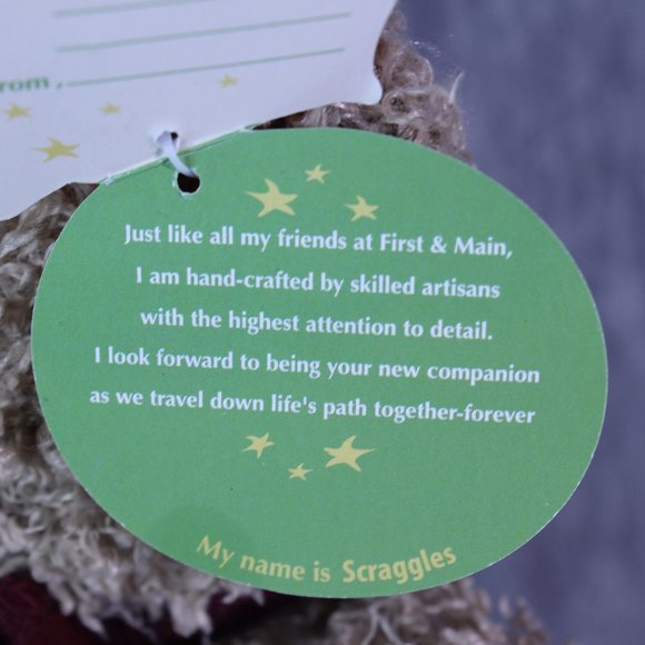 First & Main SCRAGGLES Teddy Bear Plush 9" Stuffed Animal NEW Toy - Picture 6 of 6